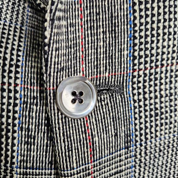 Burberry 100% Silk Plaid Check Blazer Sport Jacket Broken Buttons Glenn Plaid - Picture 4 of 16